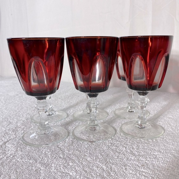 Vintage 1970’s Luminarc Arcoroc Small Gothic Red Wine Glasses x6 - Picture 8 of 11